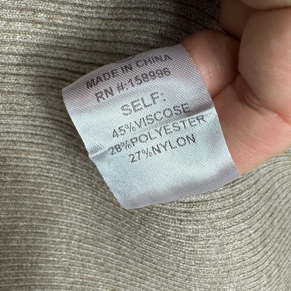 Aaron & Amber Ribbed Knit Tan Long Sleeve Sweater Dress MIDI Dress Small - Picture 12 of 12